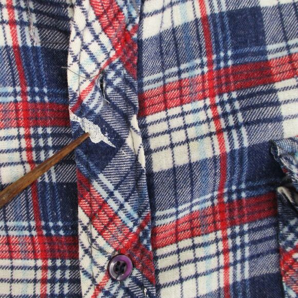 Vintage Thrashed Flannel Shirt Jacket Men's L Quilt Lined Distressed Work - Picture 5 of 11